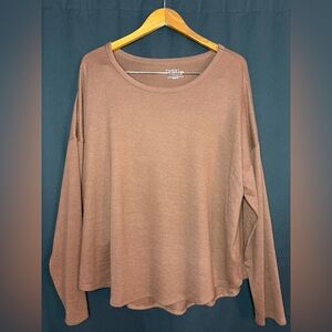 Time and Tru Women's Long Sleeve Tee - Tan